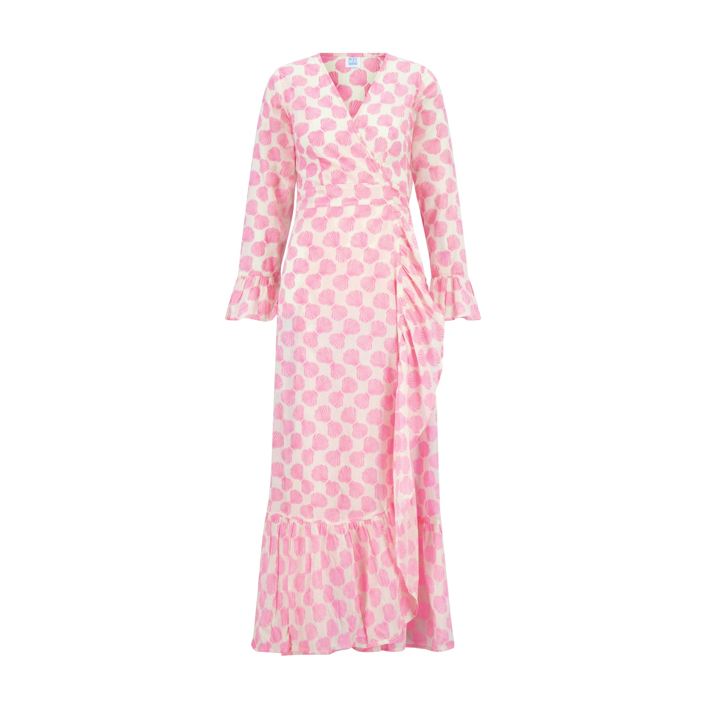 Genevieve Women's Ruffle Wrap Dress Shell Beach Pink