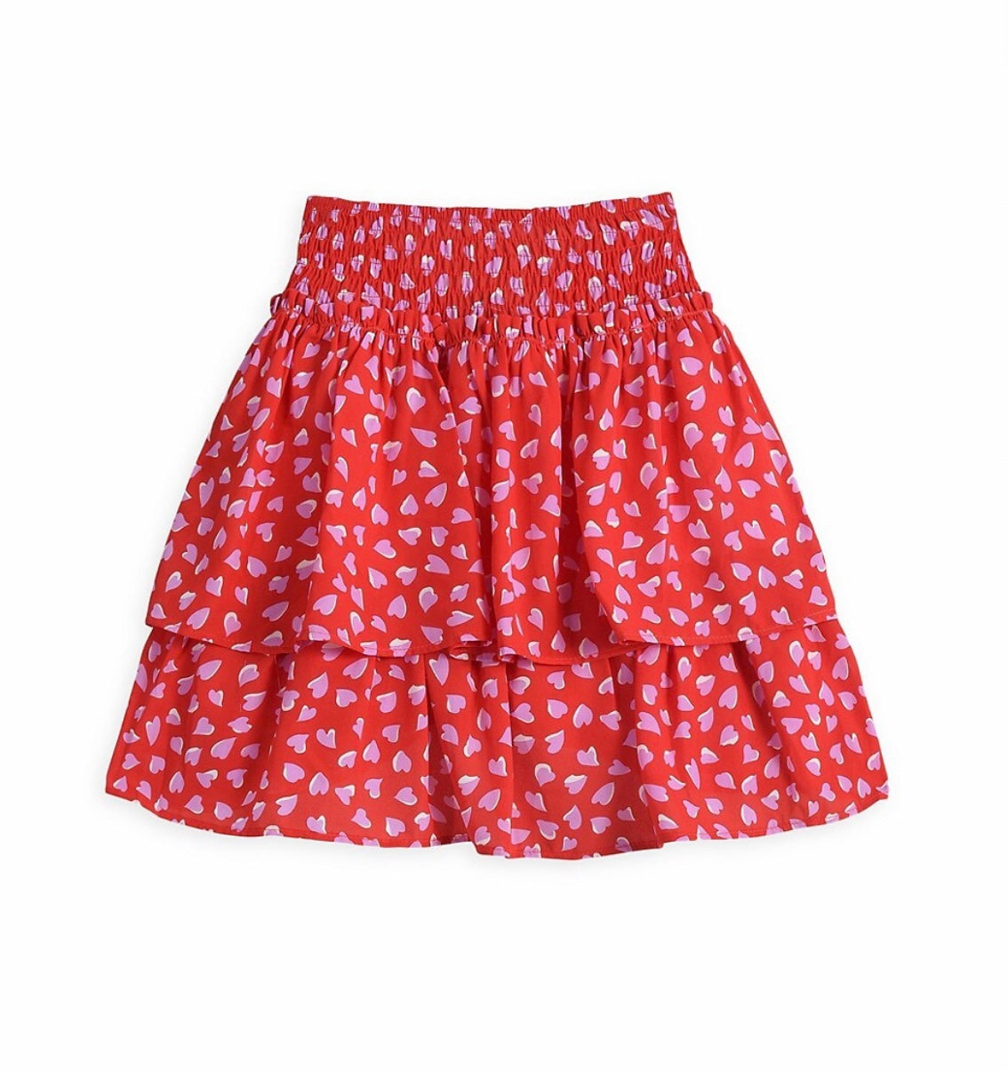 Red Hearts Crochet Ruffle Skirt