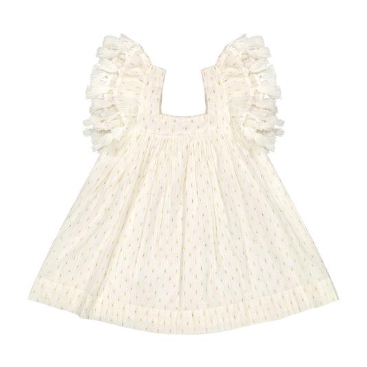 Serena Girl's Tassel Dress Gold Dobby