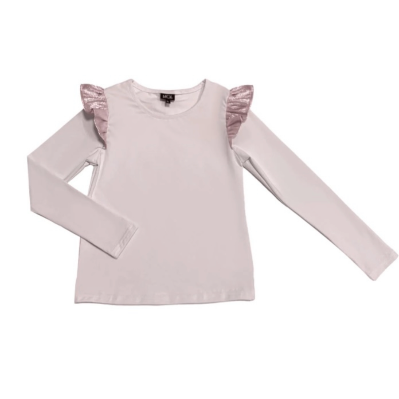 Pink Shoulder Ruffle Top