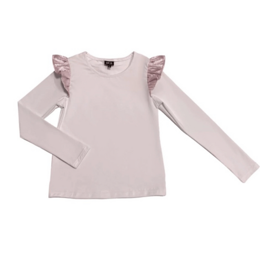 Pink Shoulder Ruffle Top