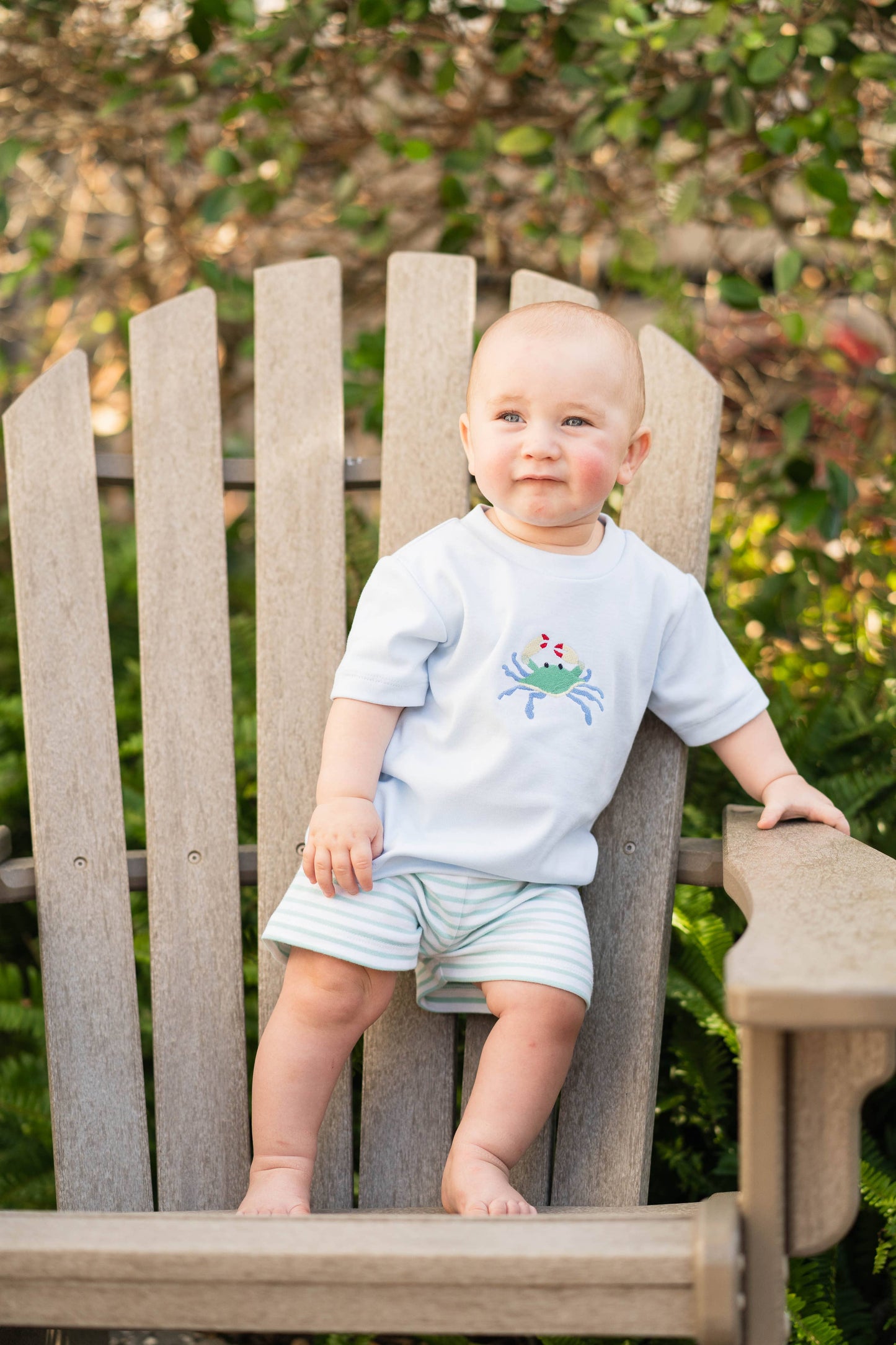 Crab 2 Piece Short Set: Mint Stripe