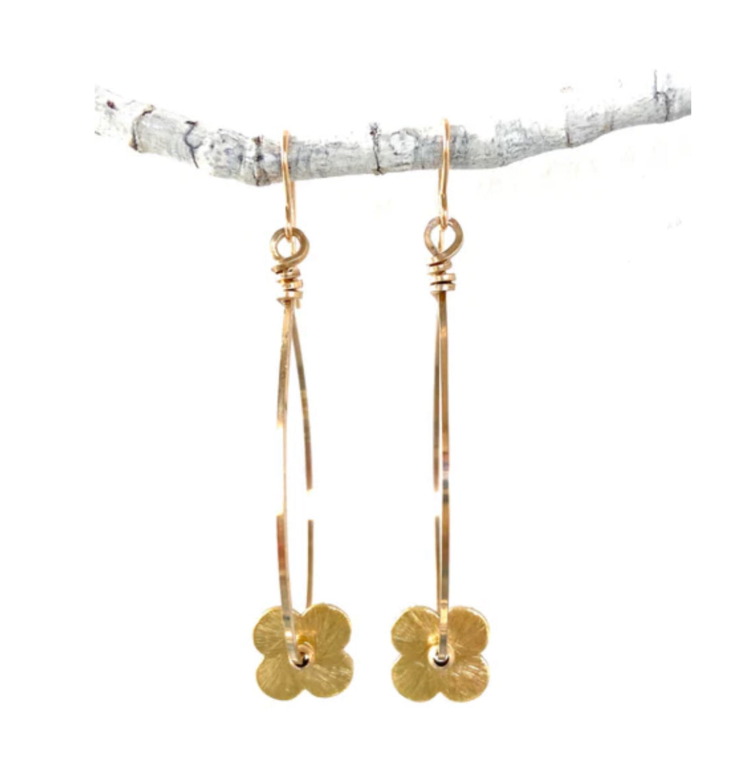 Gold Flower Hoop Earrings