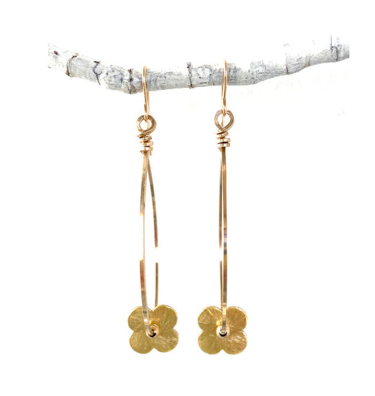 Gold Flower Hoop Earrings