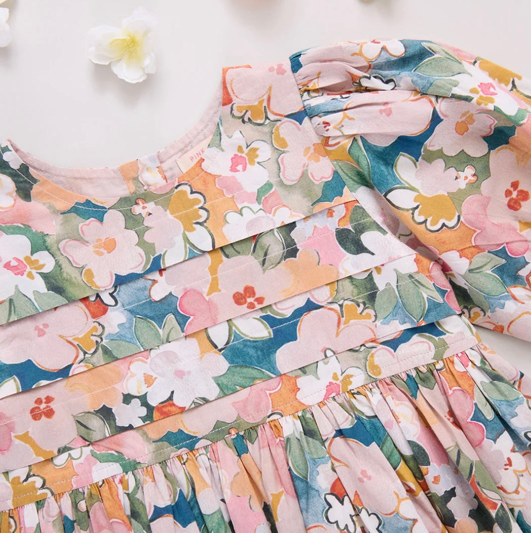 Evelyn Watercolor Floral Dress