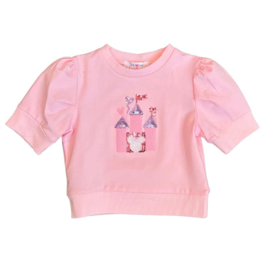 Pink Puff Sleeve Castle Top