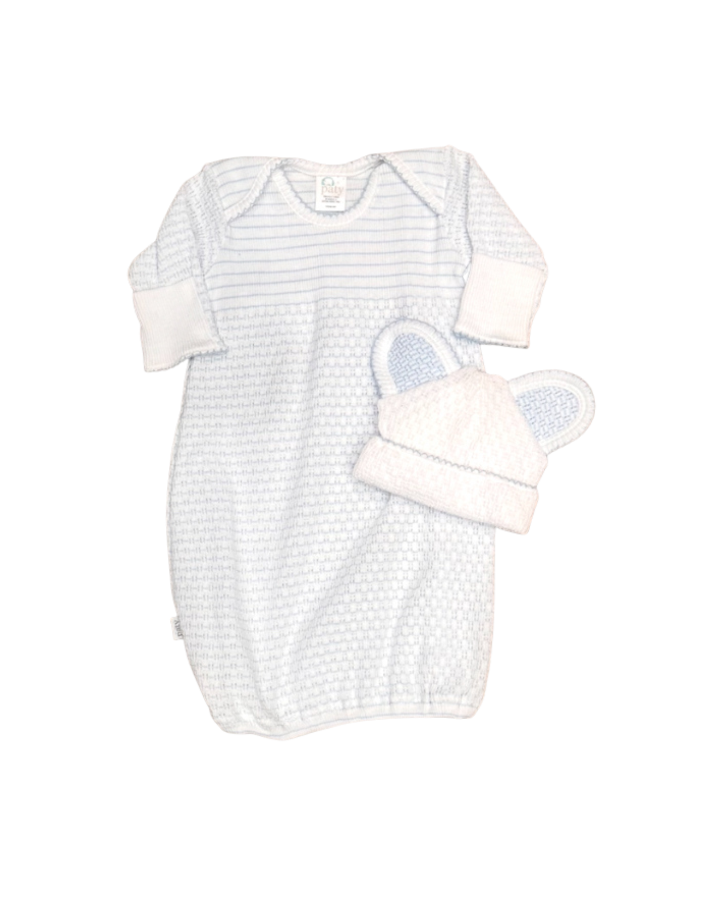 Paty White & Blue Knit Bear Cap