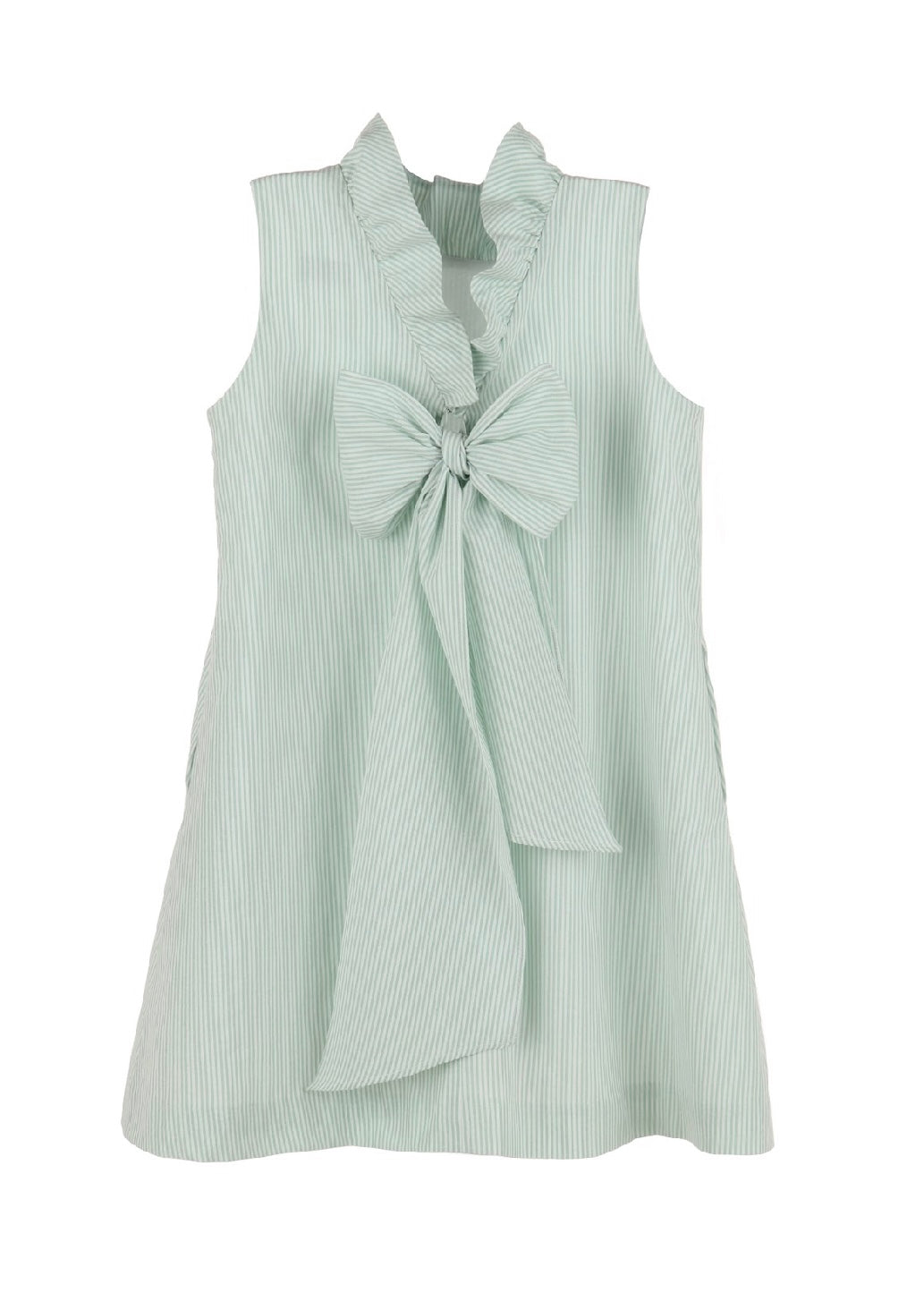 Green Striped Blair Bow Back Dress