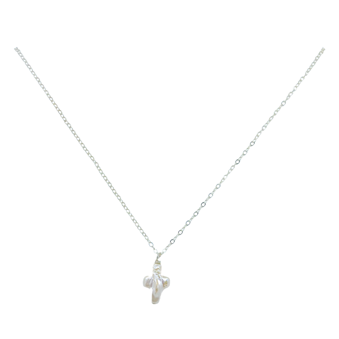 Little Cross Necklace: 16" gold filled chain