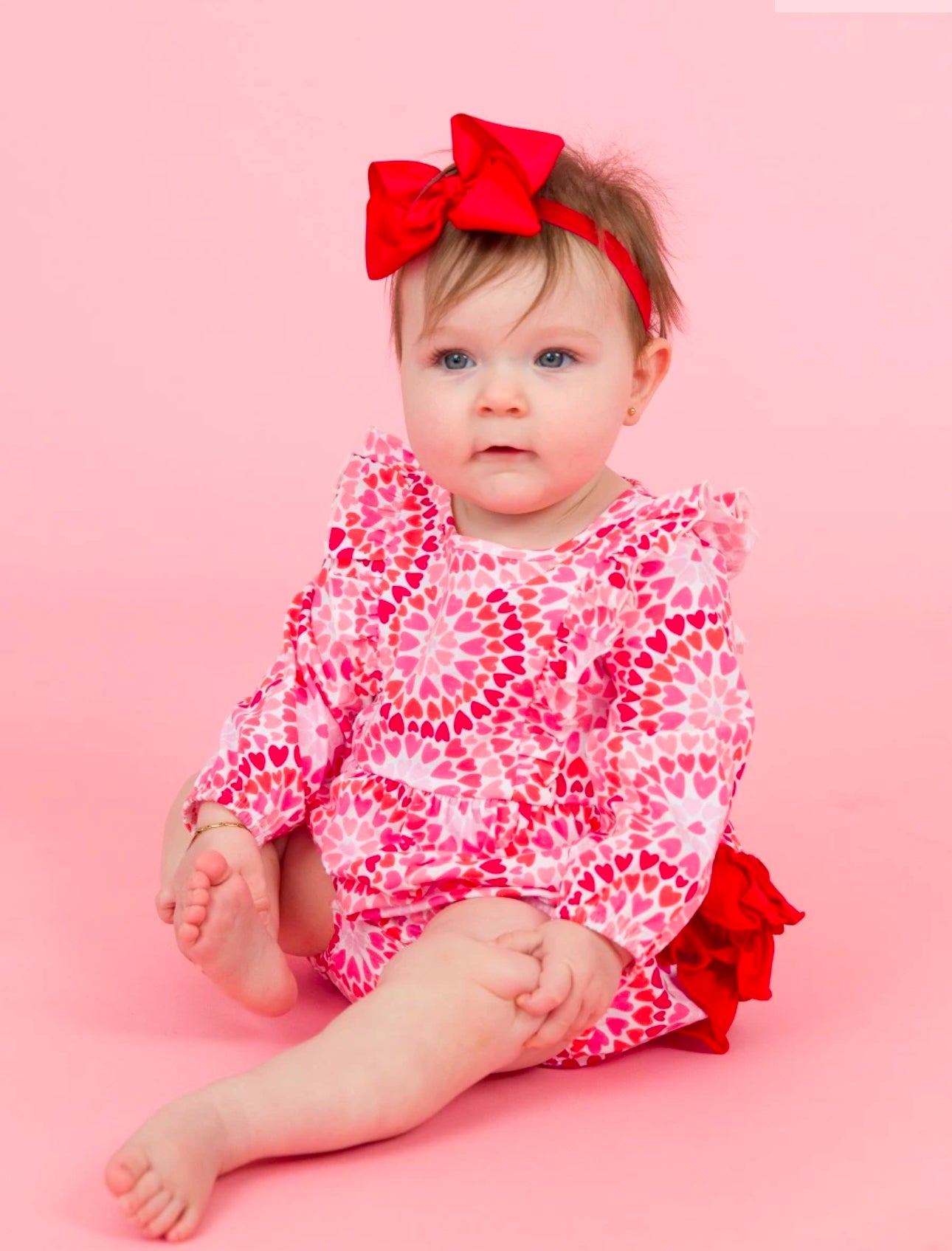 Pink Kaleidoscope Hearts Waterfall Knit Romper
