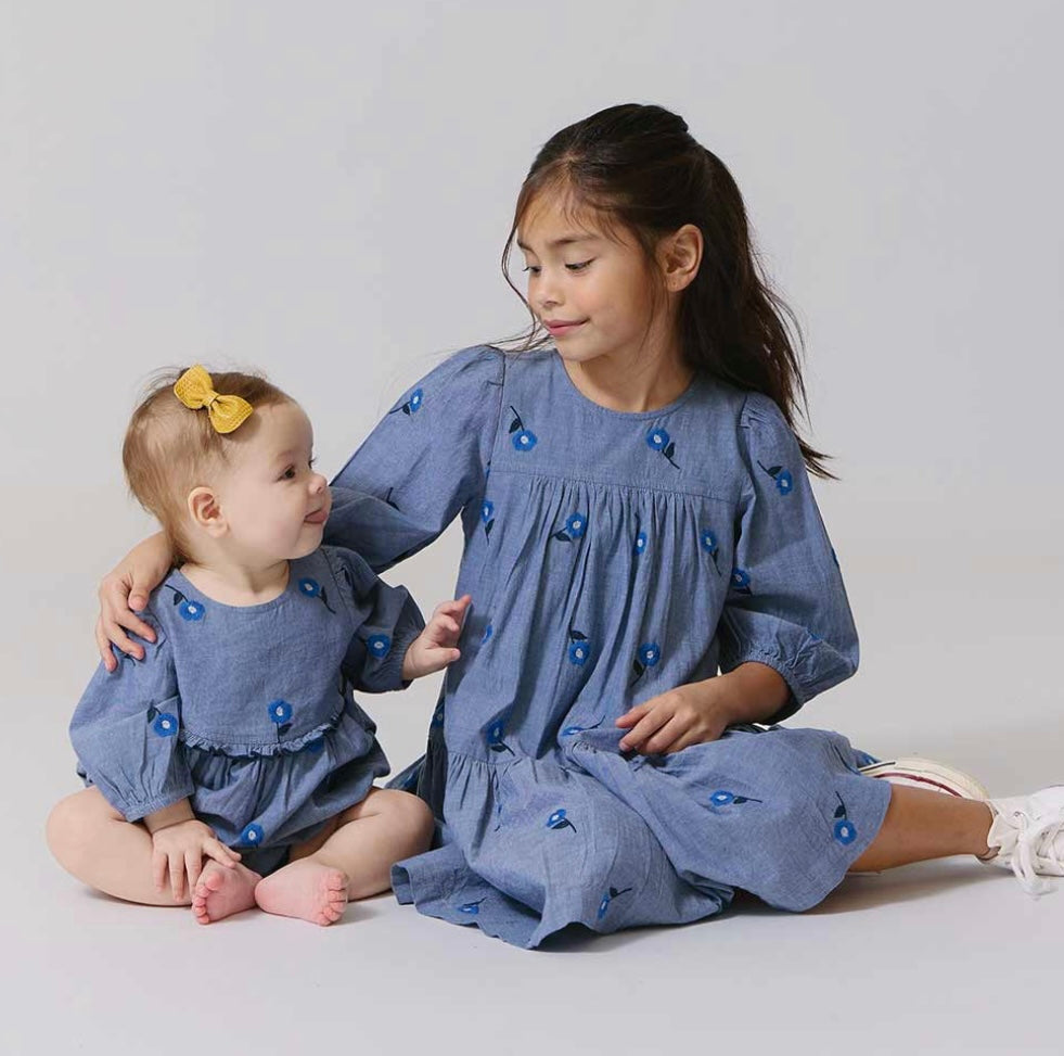 Rowan Blue Blossom Embroidered Bubble
