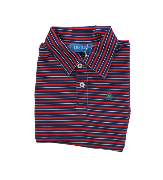 Red, White & Navy Longsleeve Performance Polo