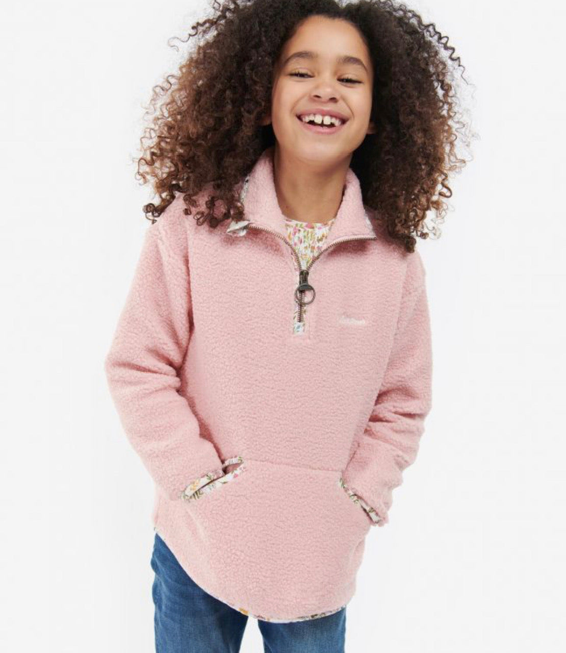 Barbour Girls Pink Melby Fleece Pullover