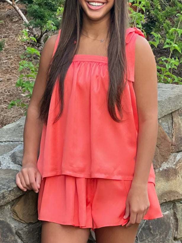 Carolina Coral Satin Seabrook Island Skirt