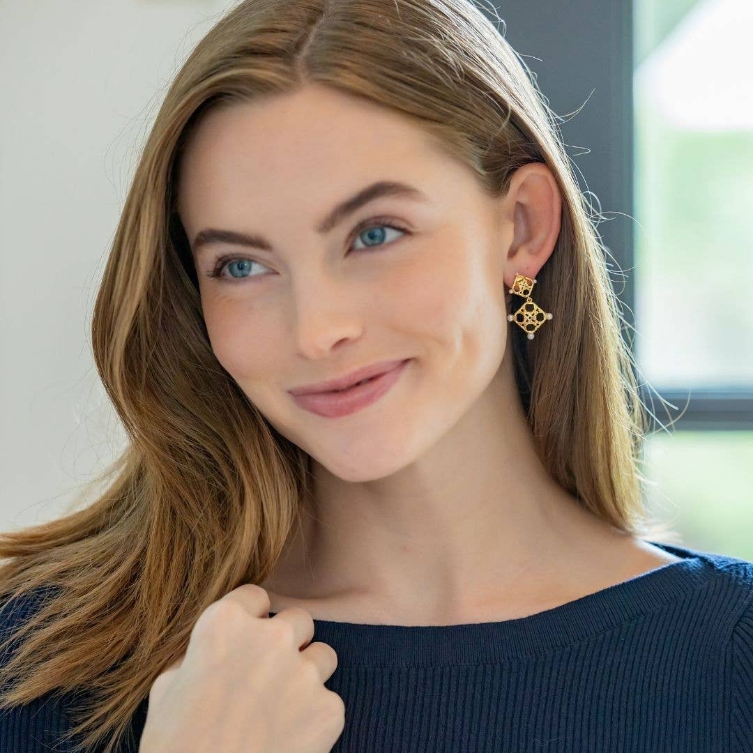 Avignon Double Wicker Gold Earrings