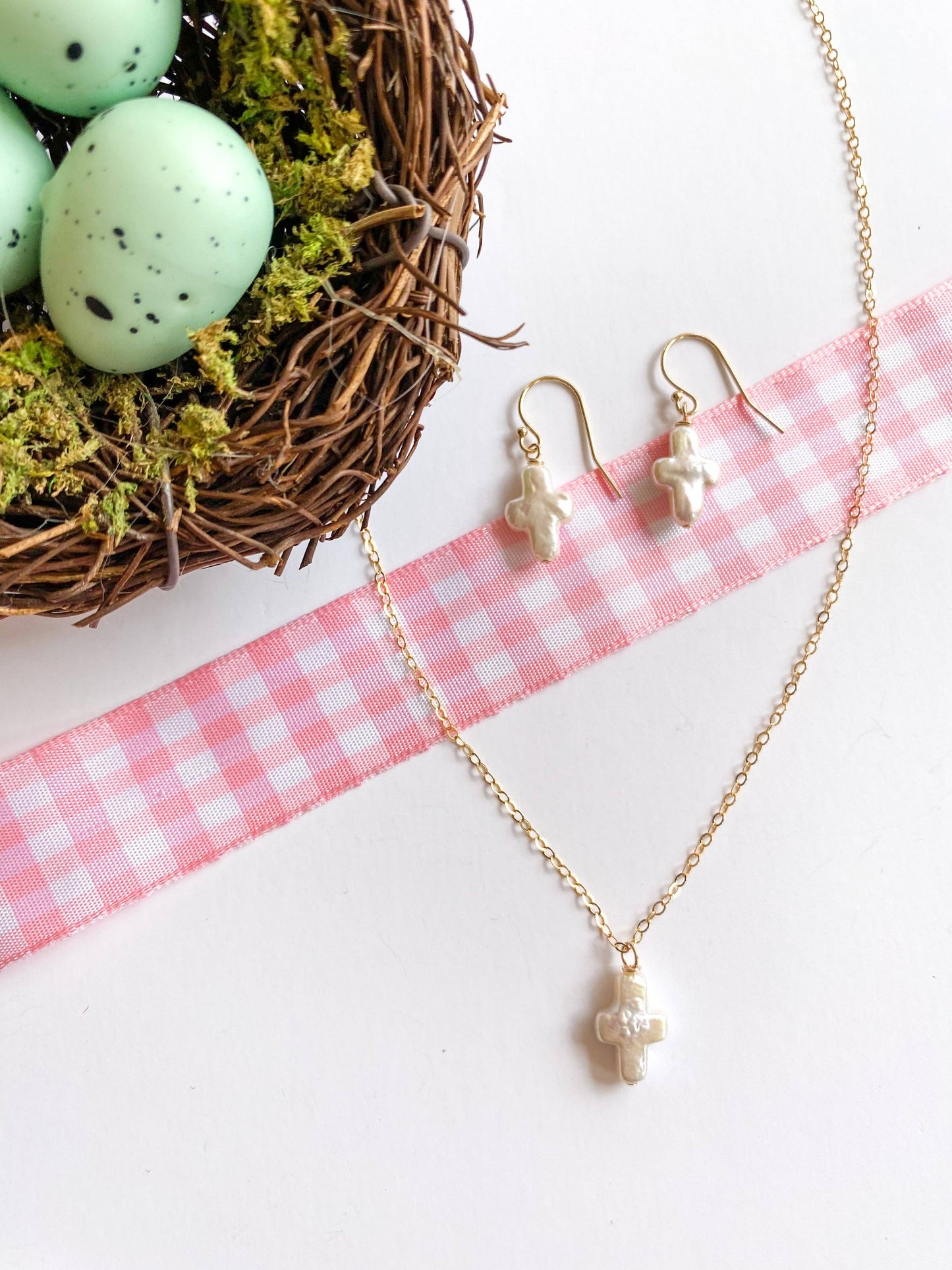 Little Cross Necklace: 16" gold filled chain