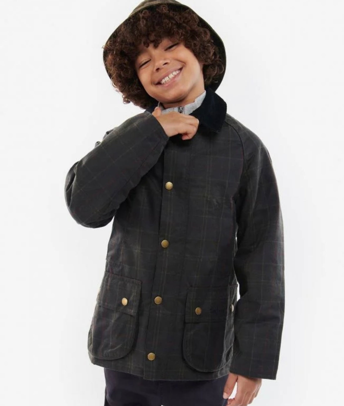 Barbour Boys Tartan Waxed Bedale Jacket