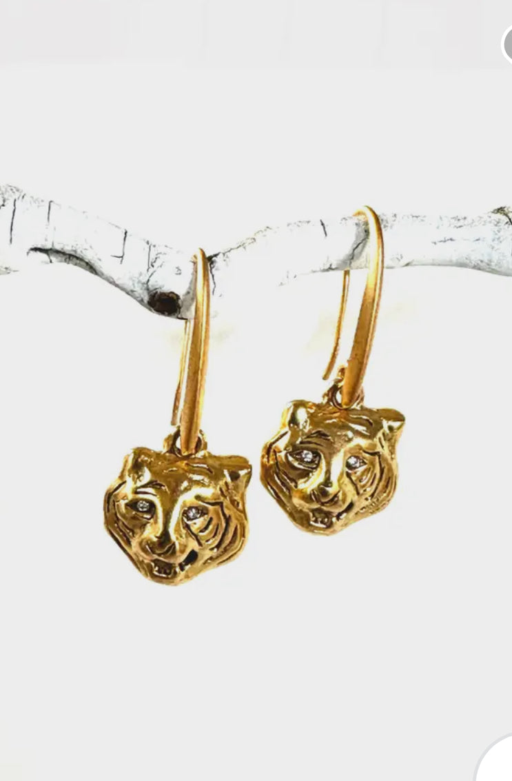 Gold Tiger Earrings