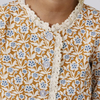 Girls Autumn Gold Climbing Floral Dress