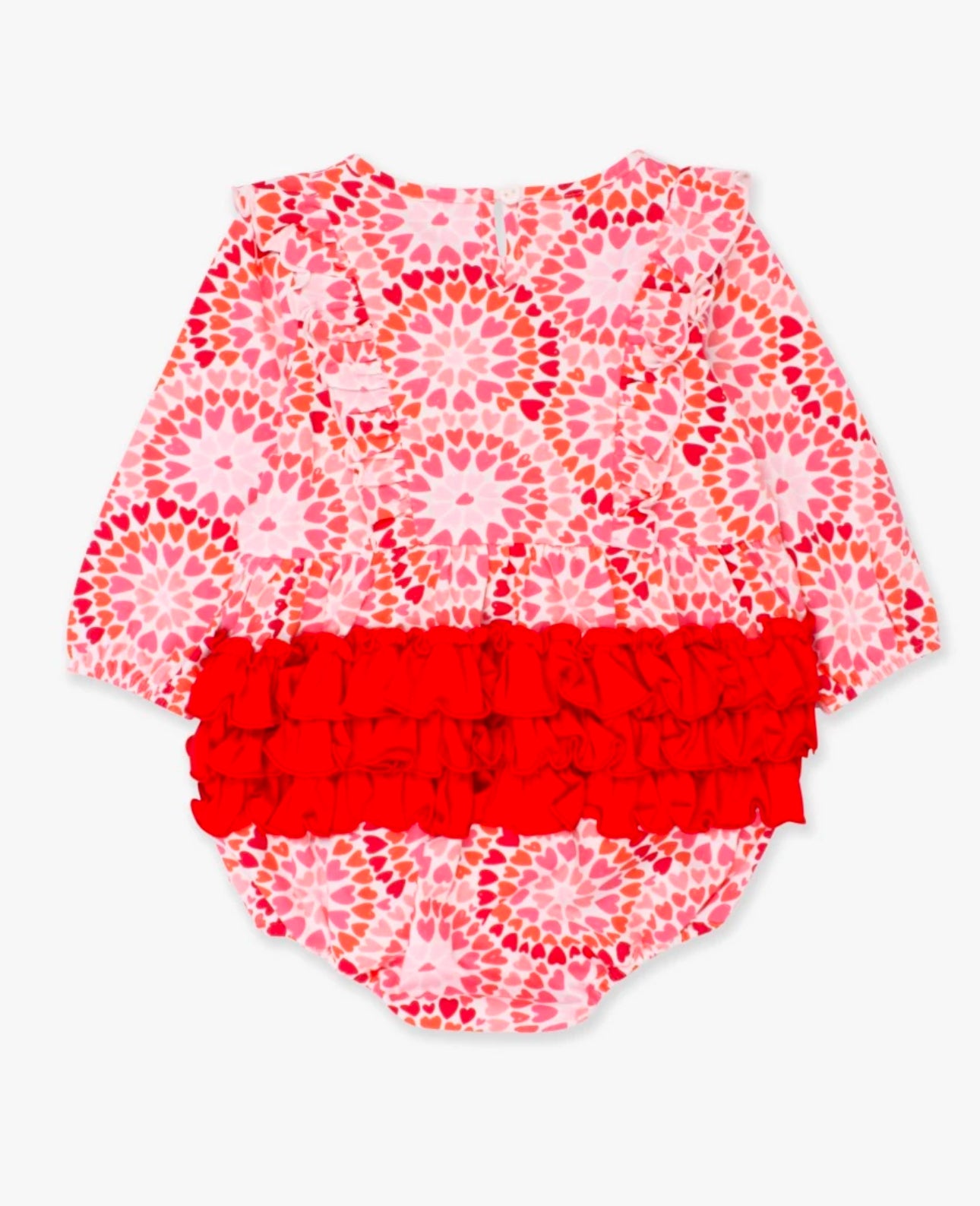 Pink Kaleidoscope Hearts Waterfall Knit Romper