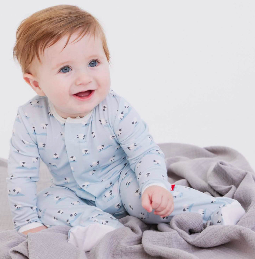 Baa Baa Baby Blue Sheep Modal Footie Pajama