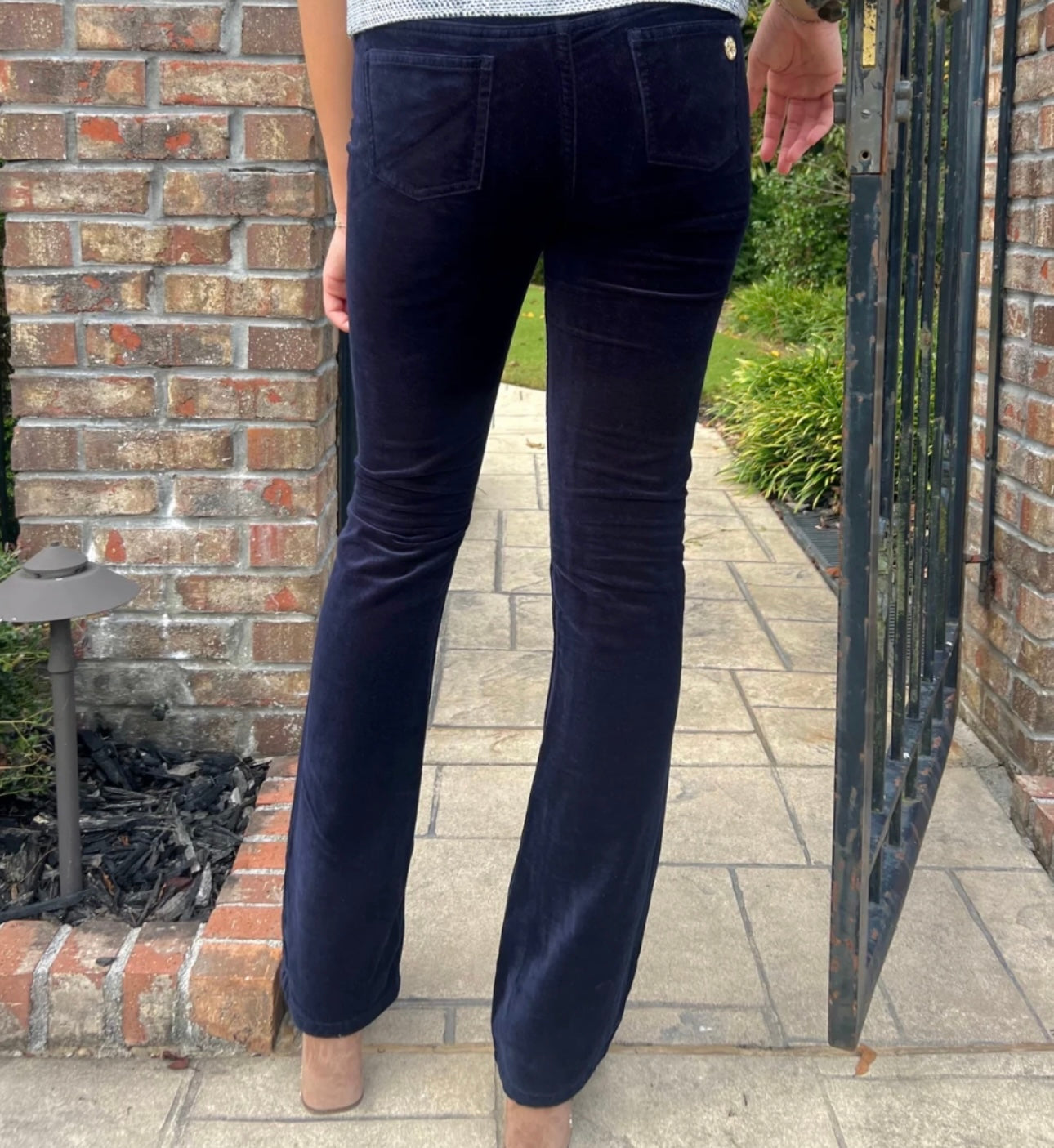 Navy Velvet Bootcut Pants