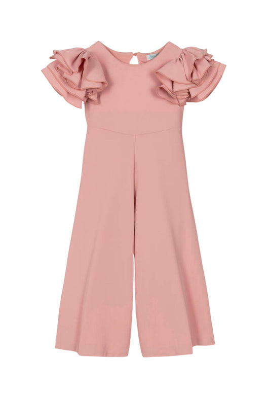 Abel and Lula Blush Pink Flutter Sleeve Jumpsuit