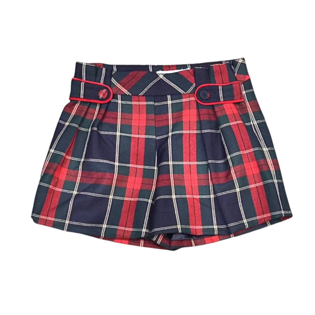 girls red navy green christmas Plaid Shorts
