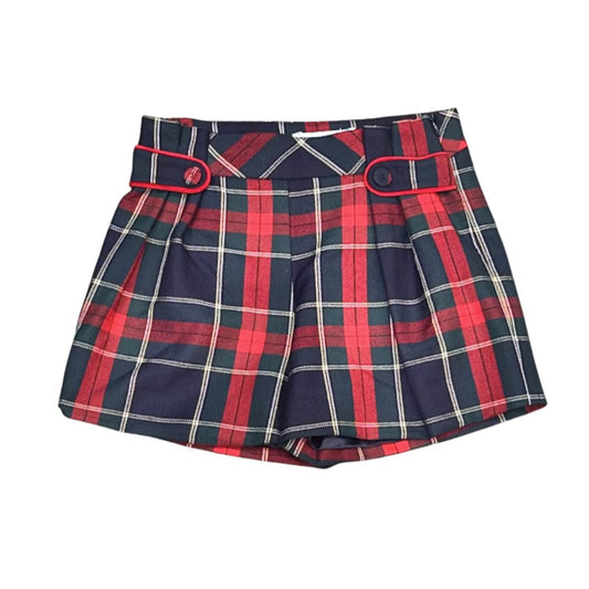 girls red navy green christmas Plaid Shorts