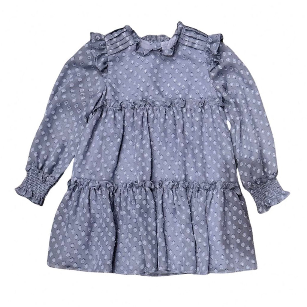 Abel and lula girls dusty blue polka dot dress