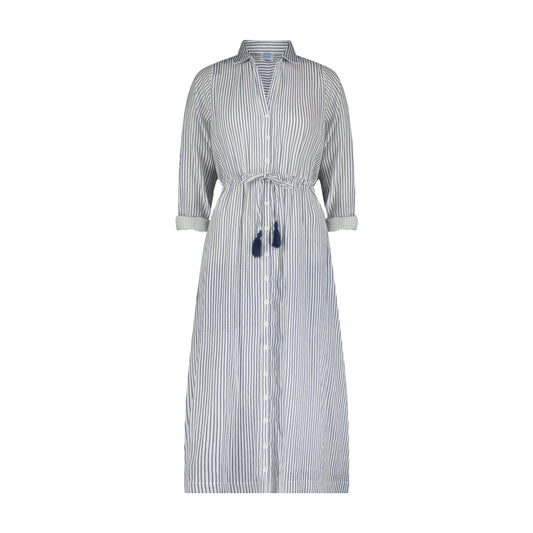 Anais Women's Button Front Shirtdress Marine Stripe