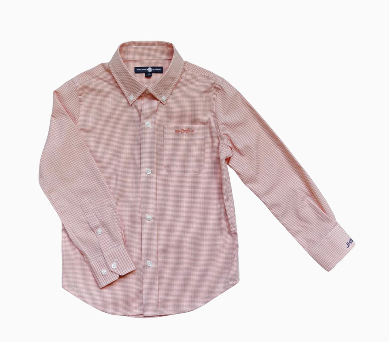 Brown Bowen Arrow Oyster Point Orange Gingham Button Down