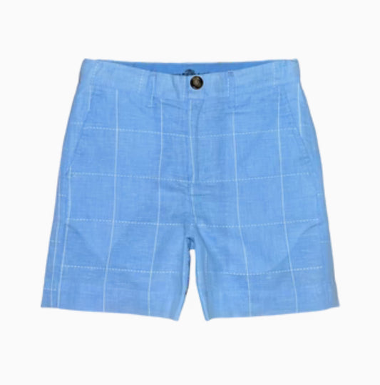 Brown Bowen Bluff Blue Linen Shorts
