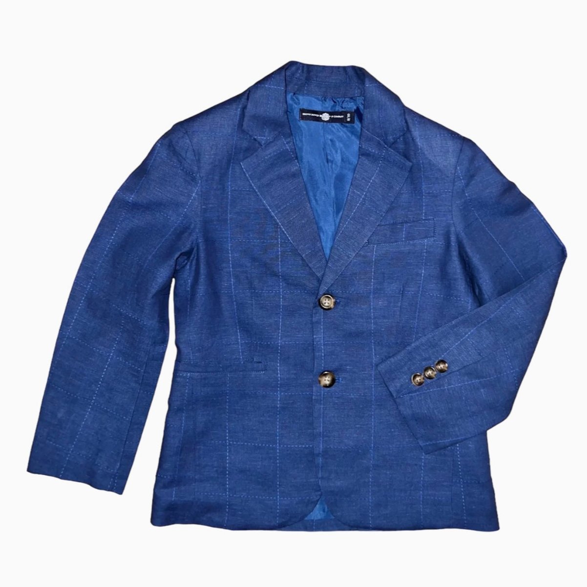 Brown Bowen Boys Folly Beach Blue Linen Gentleman's Jacket