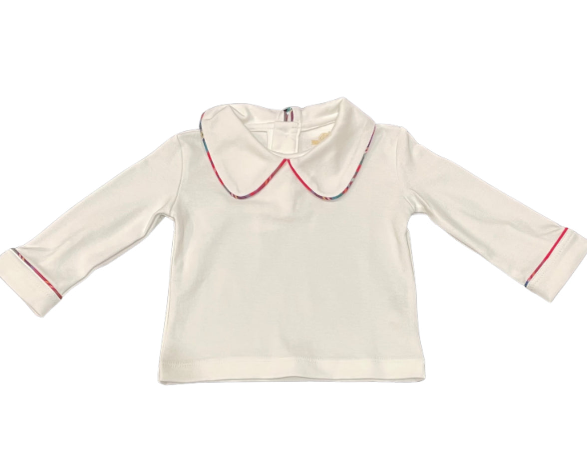 Brown Bowen Christmas Plaid Piped Peter Pan Collar Shirt