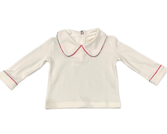 Brown Bowen Christmas Plaid Piped Peter Pan Collar Shirt