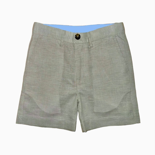 Brown Bowen Linen Sweetgrass Kiawah Khaki Houndstooth Shorts