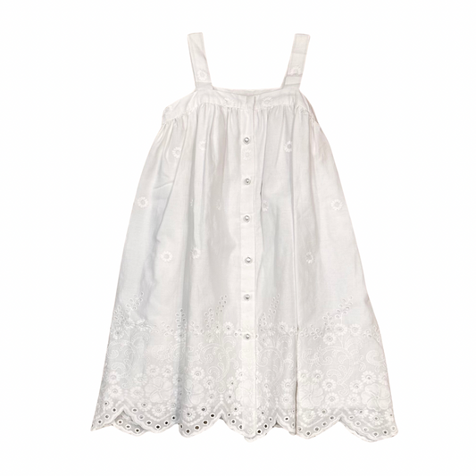 White Button Up Eyelet Dress