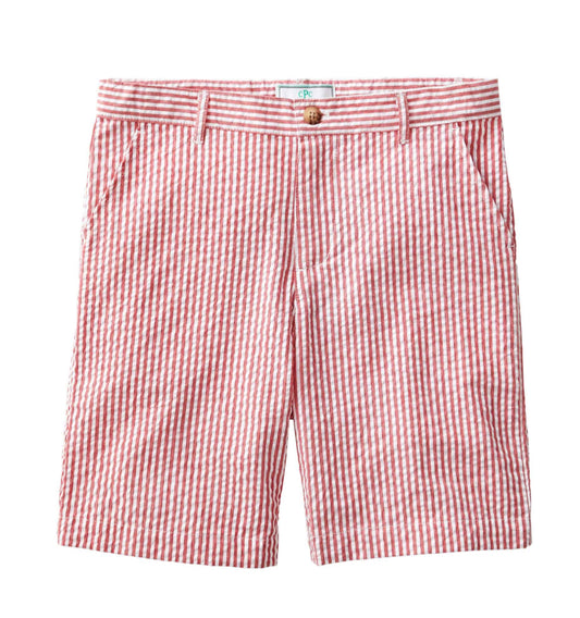 Classic Prep Boys Red Hudson Seersucker Shorts