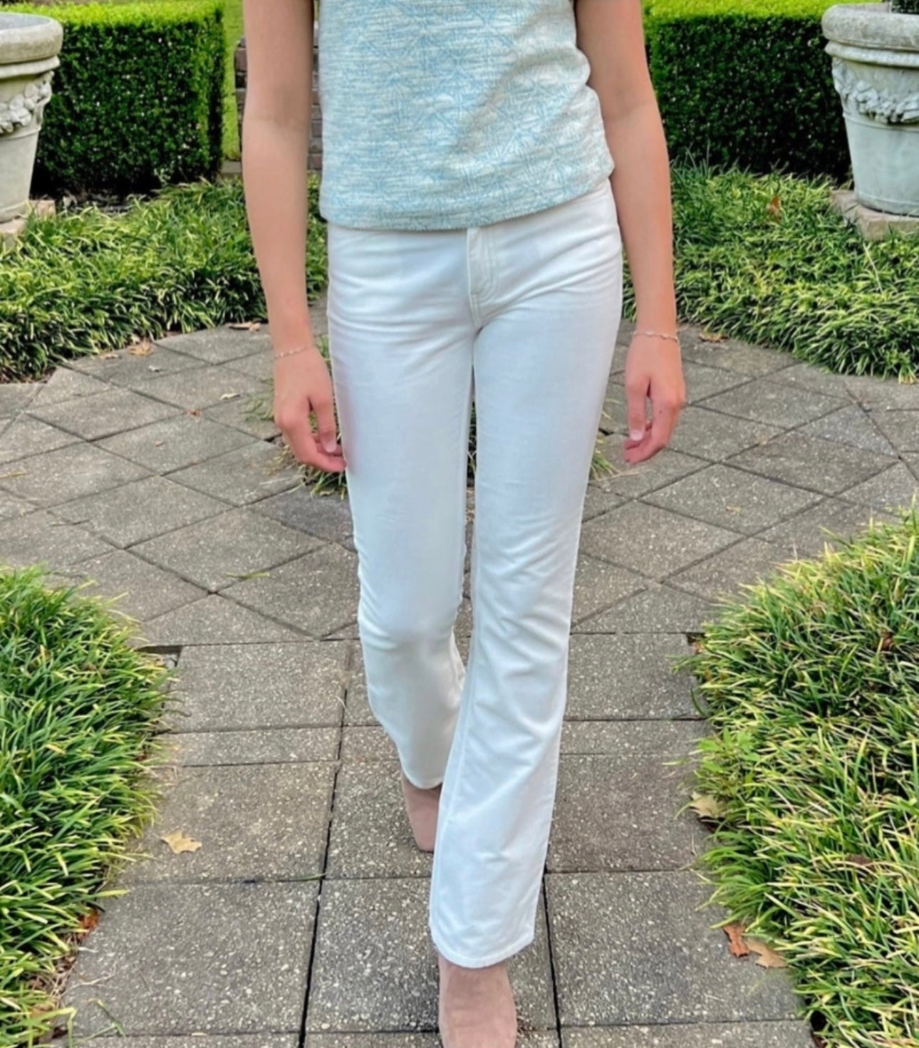 White Velvet Bootcut Pants
