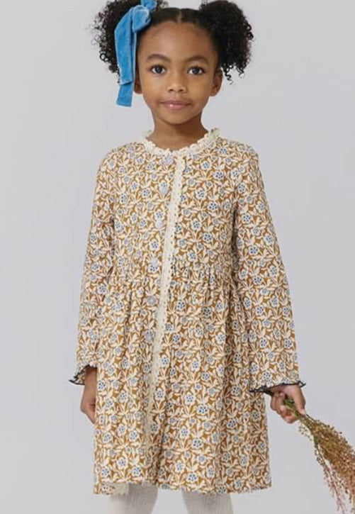 Girls Autumn Gold Climbing Floral Dress