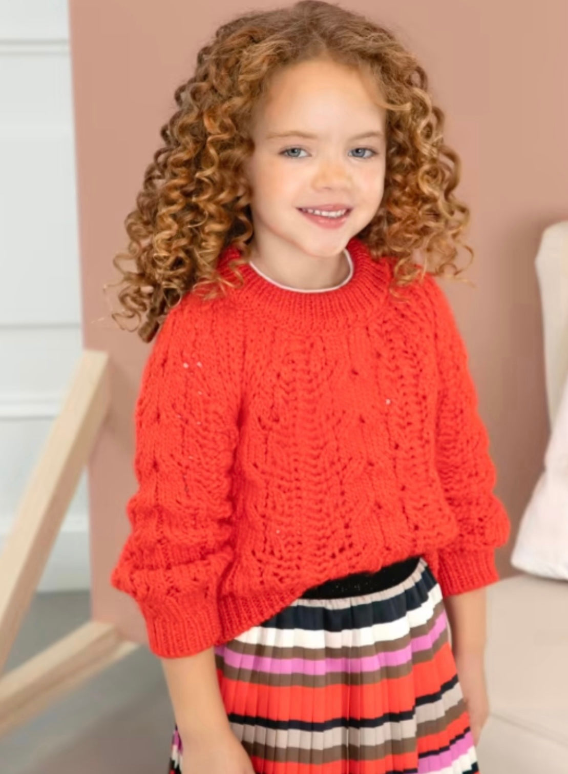 Red Amapola Openwork Jacquard Sweater
