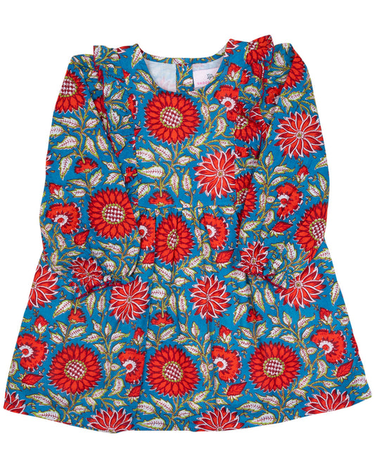 Fall Red Floral Print Dress