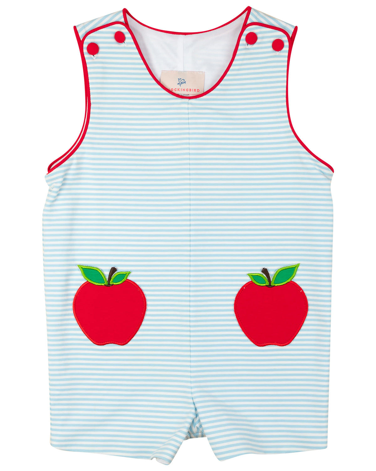 Light Blue Apple Pocket Knit Shortall