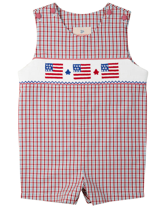 Flags Smocked Checked Shortall- FINAL SALE
