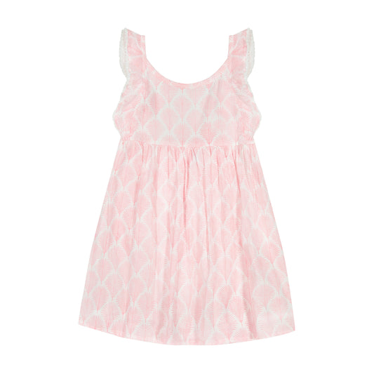 Daphne Girl's Flutter Sleeve Dress Pink Feather