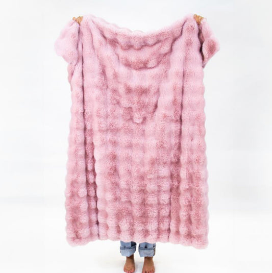 Pink Faux Fur Throw Blanket
