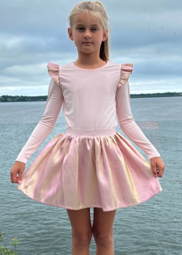 Pink Shoulder Ruffle Top