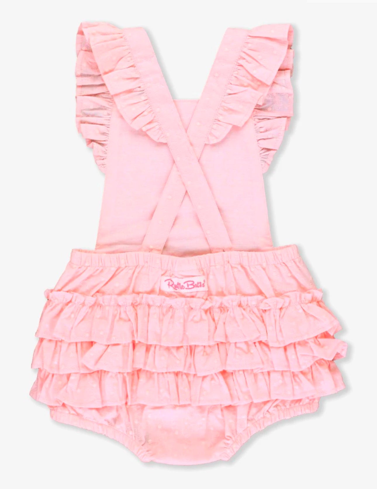 Pink Embroidered Vintage Dot Flutter Romper
