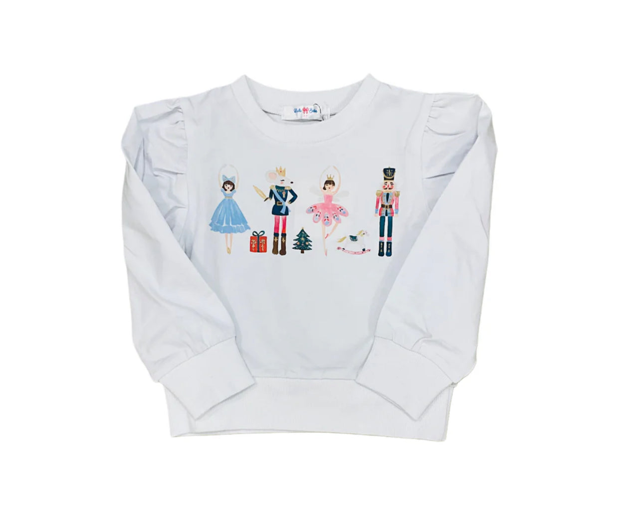 Nutcracker White Puff Sleeve Sweatshirt Top